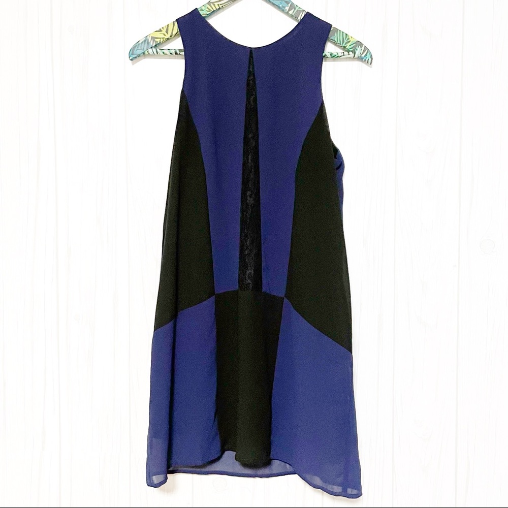 ASTR Colorblock Blue Black Sleeveless Dress Size Small